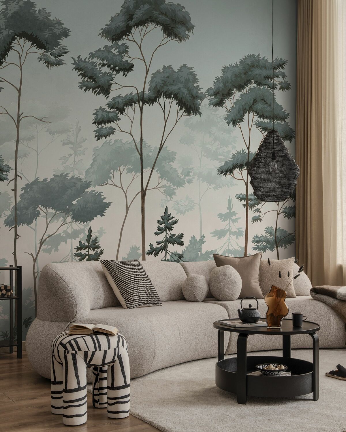 Maisy Bates, owner of Little Canada Association, installing wallpaper in a Saint Paul MN home